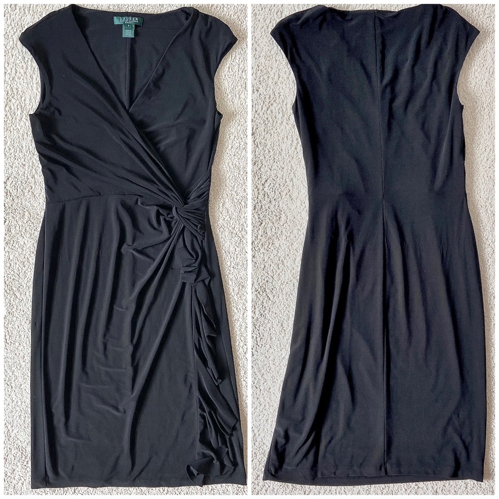 Ralph Lauren Black V-Neck Sleeveless Evening Dress. Women’s Size 6, Small.